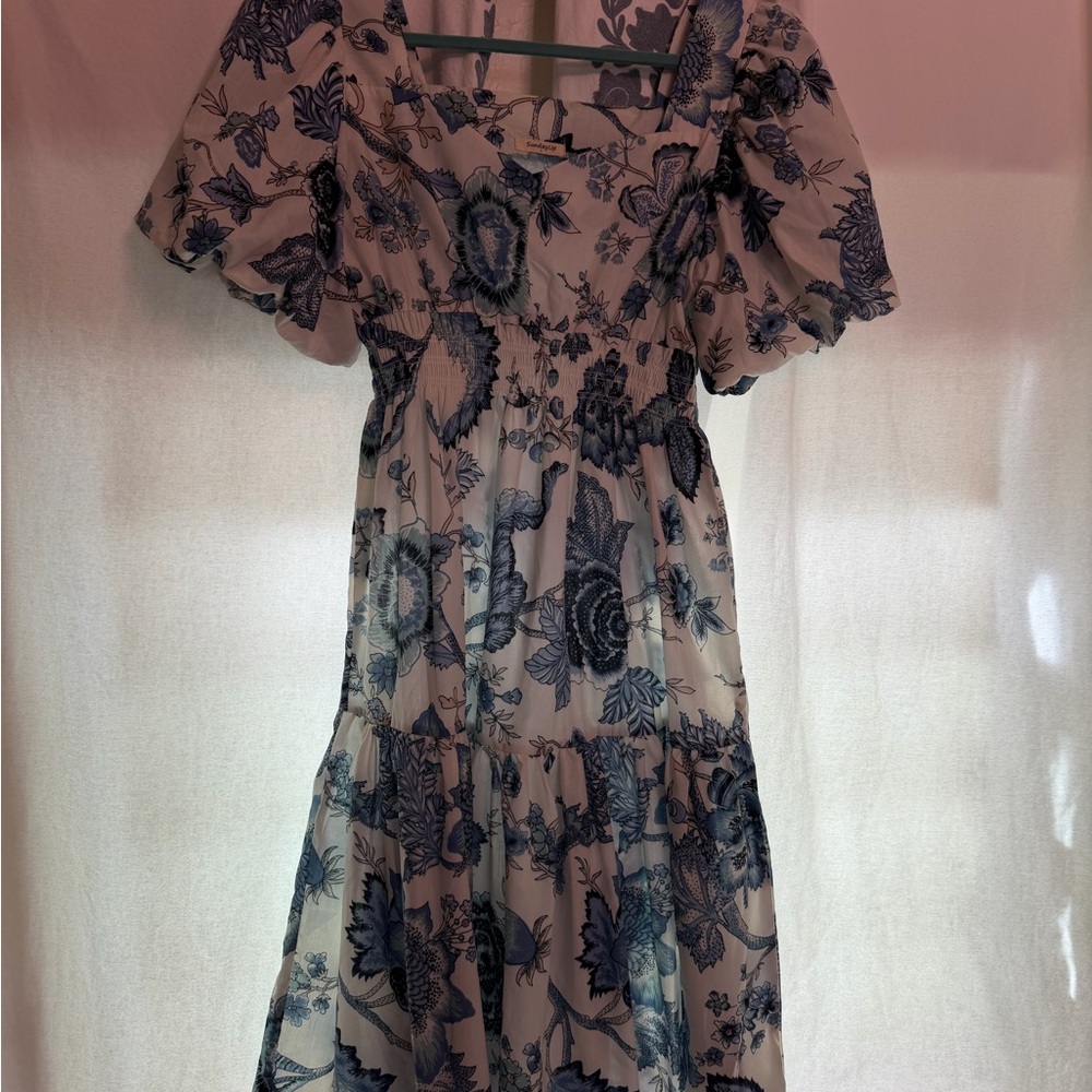 Sunday Blue Floral Midi Dress
